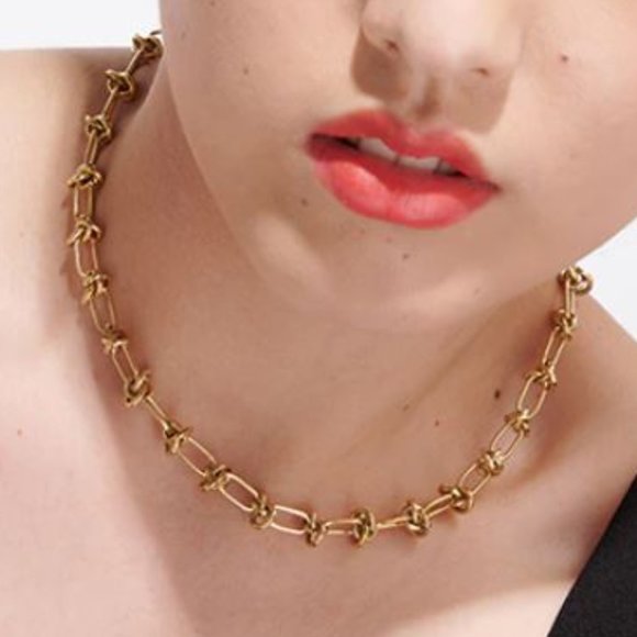 Gold Plated Stainless Steel Paperclip Link Necklace - Picture 6 of 8